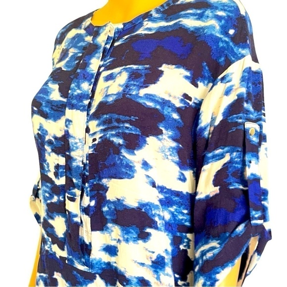 Michael Stars tunic dress multicolor round split hem 3/4 sleeves snaps Women M - Picture 7 of 17